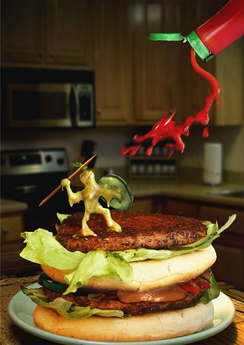 attack of burger 22 Amazing Real Life Photo Manipulations   