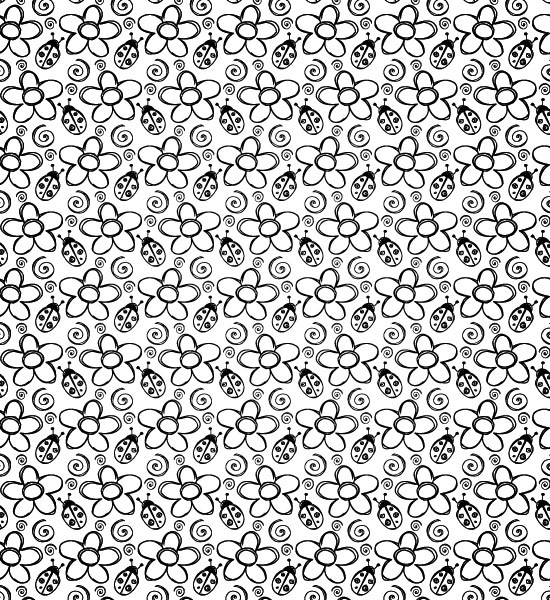 whitepattern Summer Bugs And Petal Seamless Photoshop and Vector Pattern