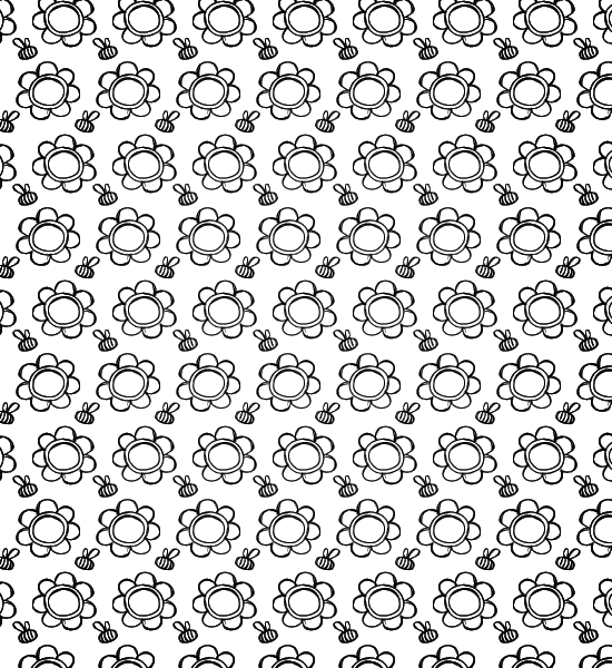 petalandbeespattern Hand drawn Free Photoshop Seamless Beas And Petal Pattern