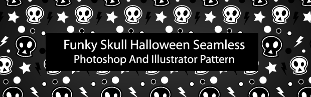 halloweenskullbannerpreview Funky Skull Halloween Seamless Photoshop And Illustrator Pattern