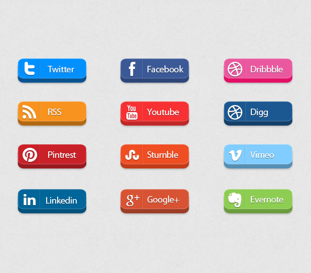 3dsocialmediaiconbuttons 3D Free Social Media Icon Buttons